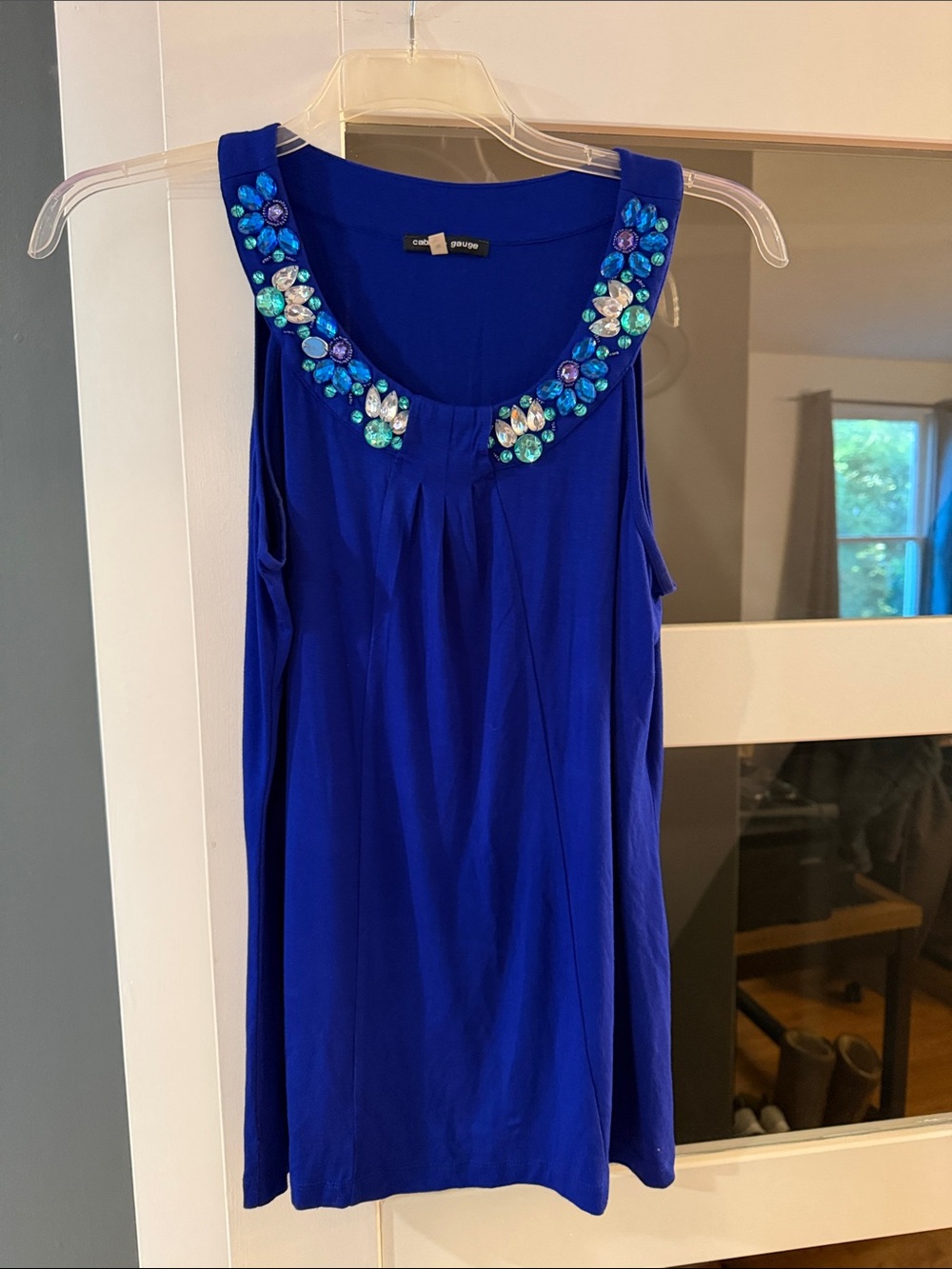 Cable & Gauge Royal Blue Embellished Sleeveless Top